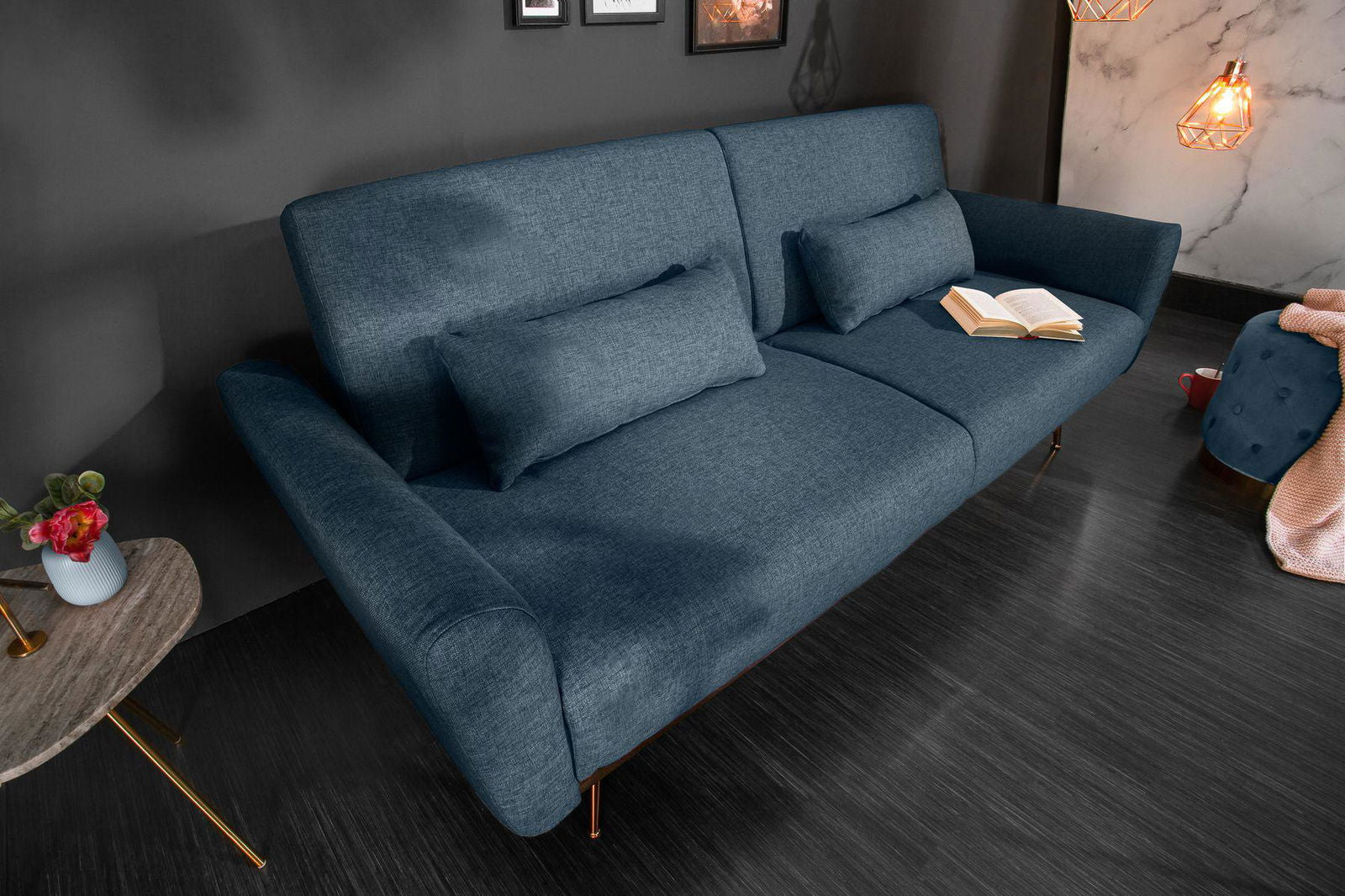 Bellezza sofa rozkładana 208 cm niebieska / 40025 / INVICTA INTERIOR