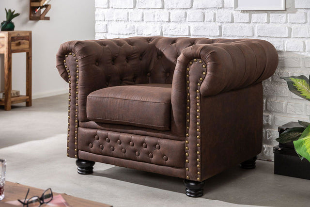 Fotel Chesterfield brązowy / 40654  / INVICTA INTERIOR