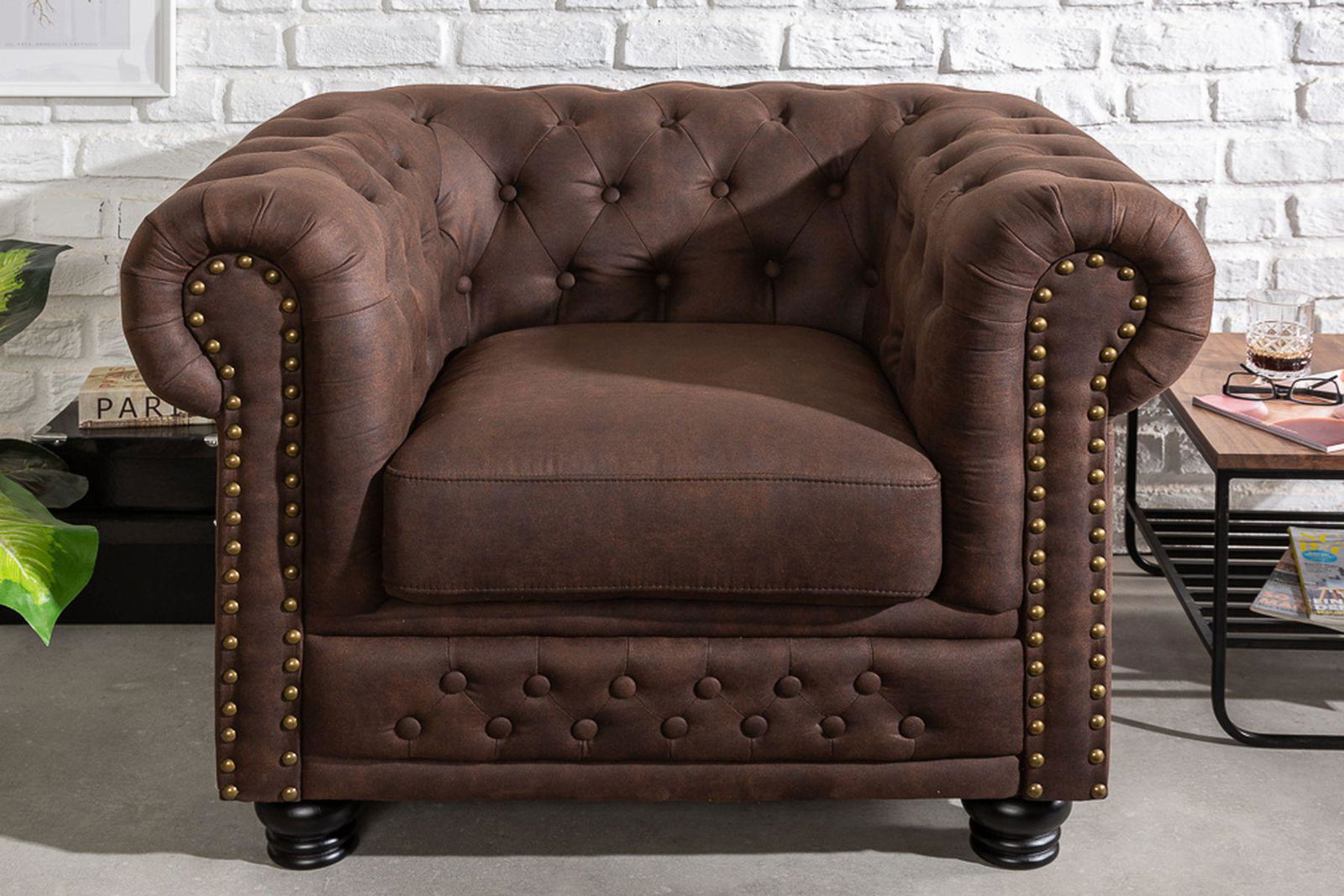 Fotel Chesterfield brązowy / 40654  / INVICTA INTERIOR