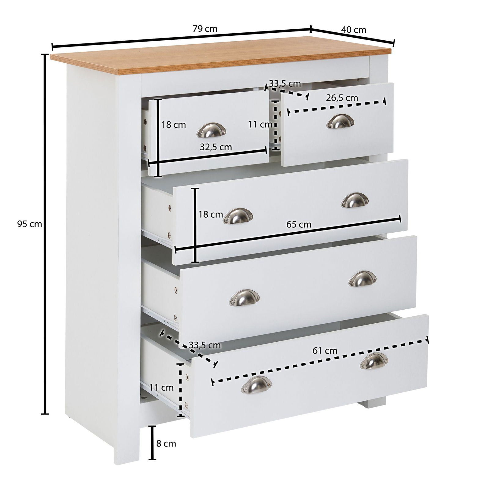 KOMODA WOHNLING BIAŁA 5 SZUFLADY / WL6.378