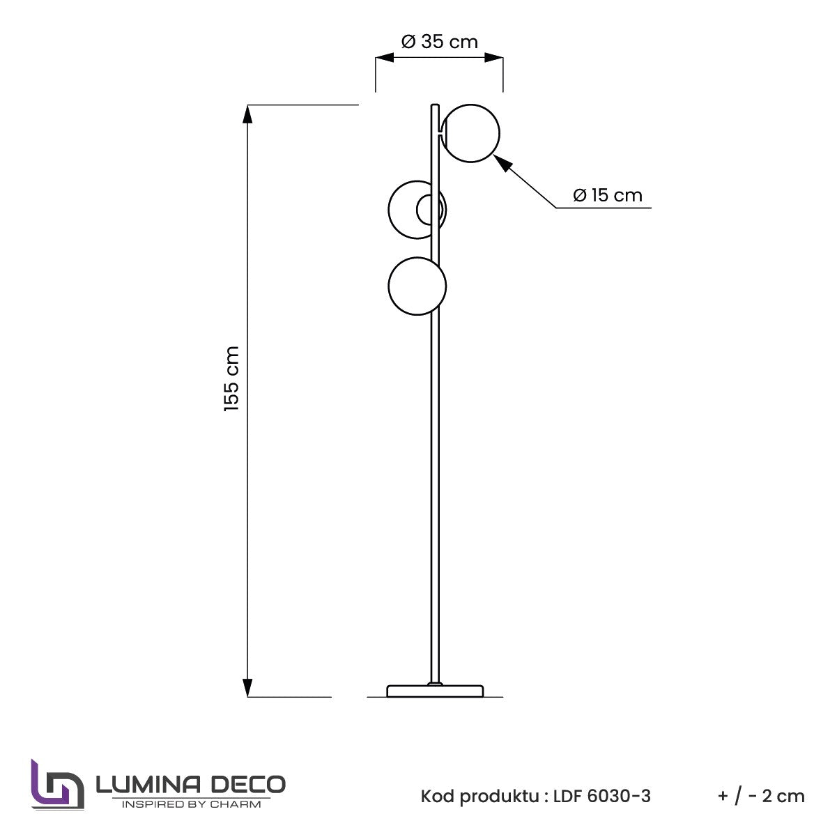 LAMPA STOJĄCA PODŁOGOWA CZARNA FREDICA W3