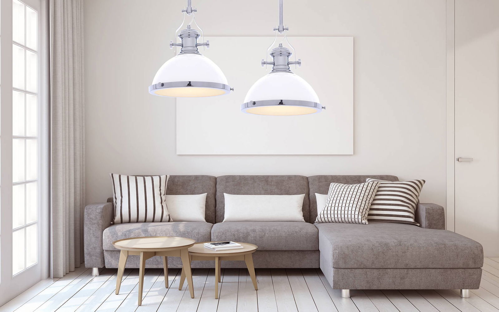 LAMPA WISZĄCA INDUSTRIALNA LOFT BIAŁA ETTORE