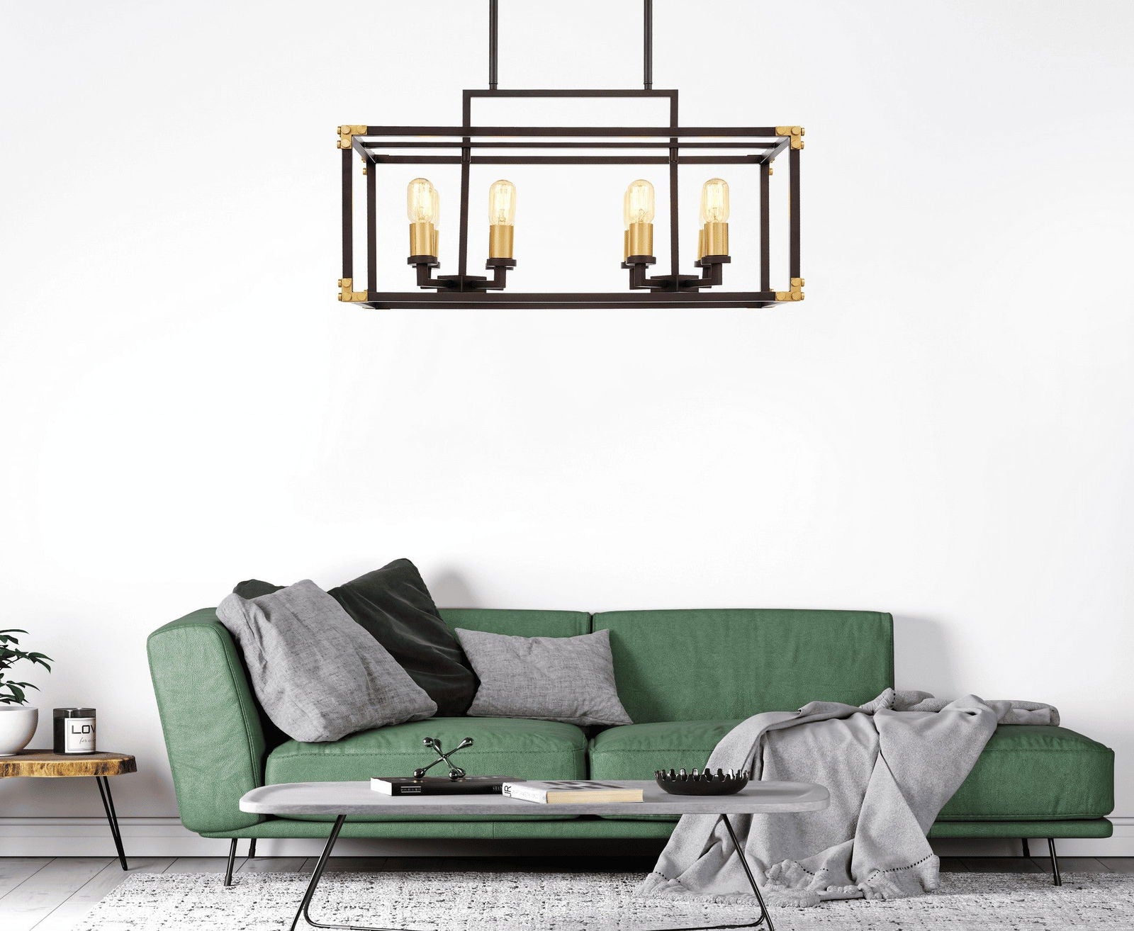 LAMPA WISZĄCA LOFT CZARNO-MOSIĘŻNA WALDORF W8