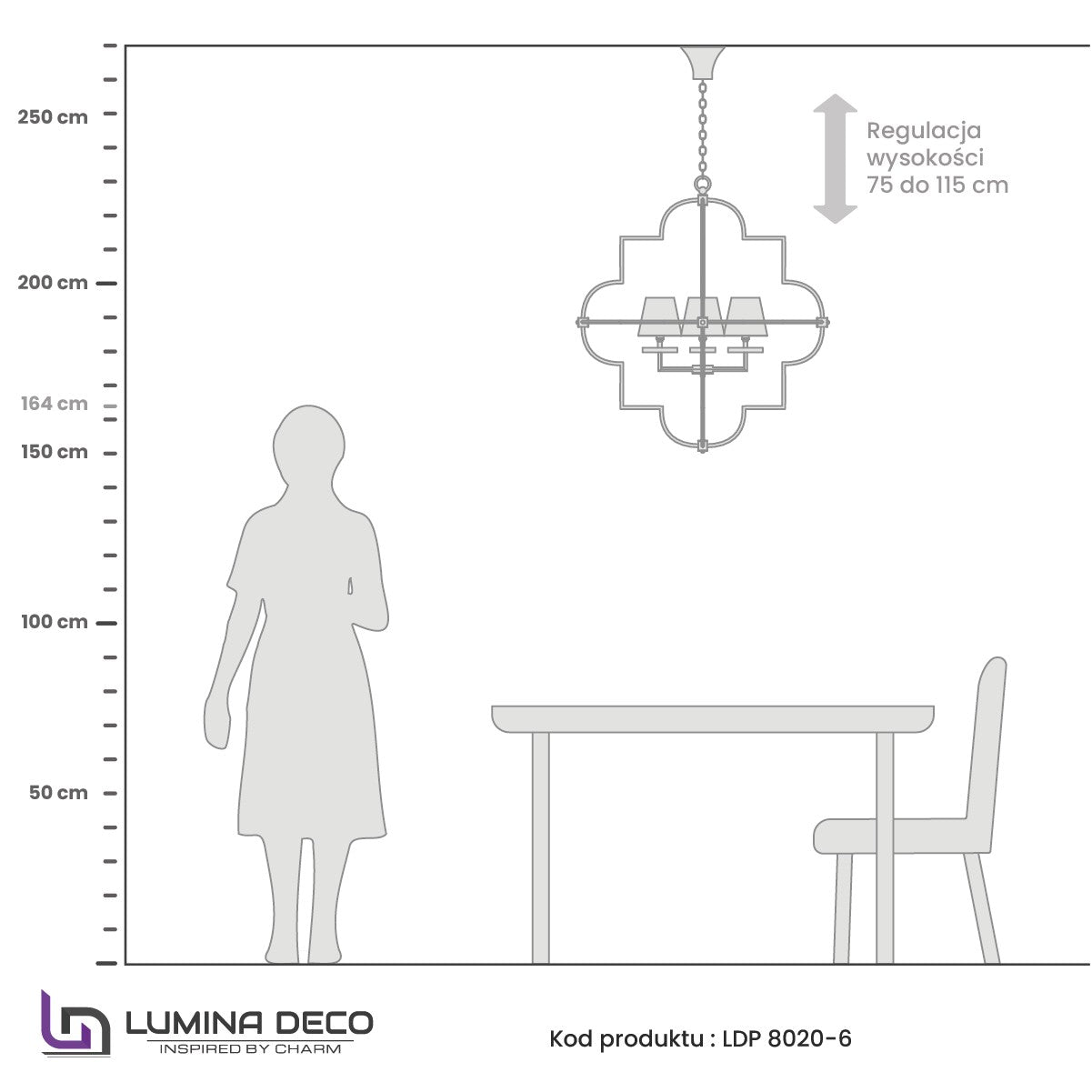 LAMPA WISZĄCA NOWOCZESNA BIAŁO-CHROMOWANA BALTIMORE W6