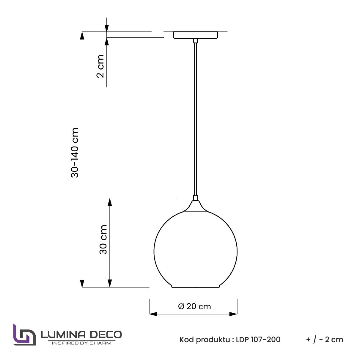 NOWOCZESNA LAMPA WISZĄCA CZARNA LOBOS D20