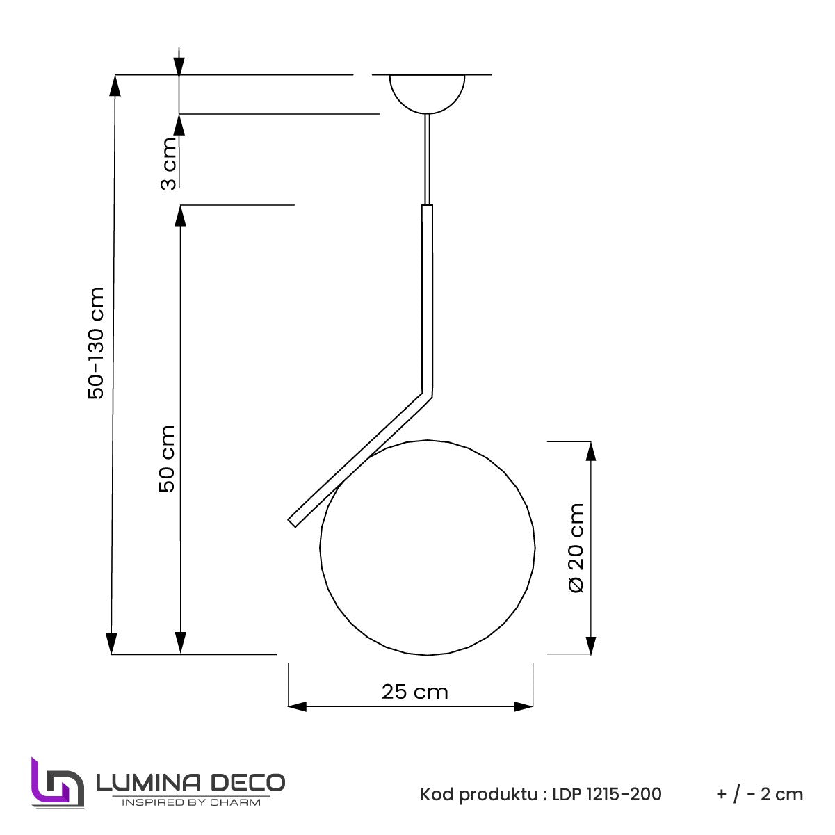 NOWOCZESNA LAMPA WISZĄCA CZARNA SORENTO D20