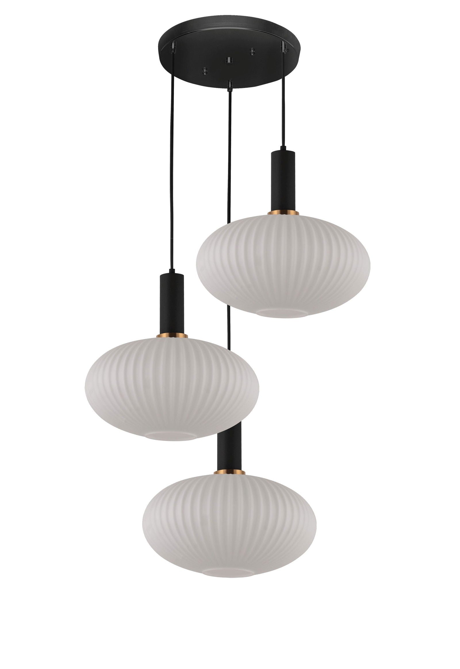 POTRÓJNA LAMPA WISZĄCA LOFT BIAŁO-CZARNA FLORI W3