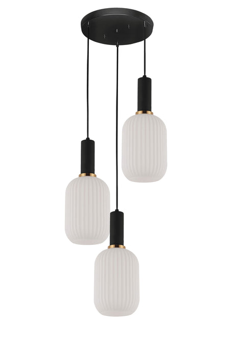 POTRÓJNA LAMPA WISZĄCA LOFT BIAŁO-CZARNA RICO W3