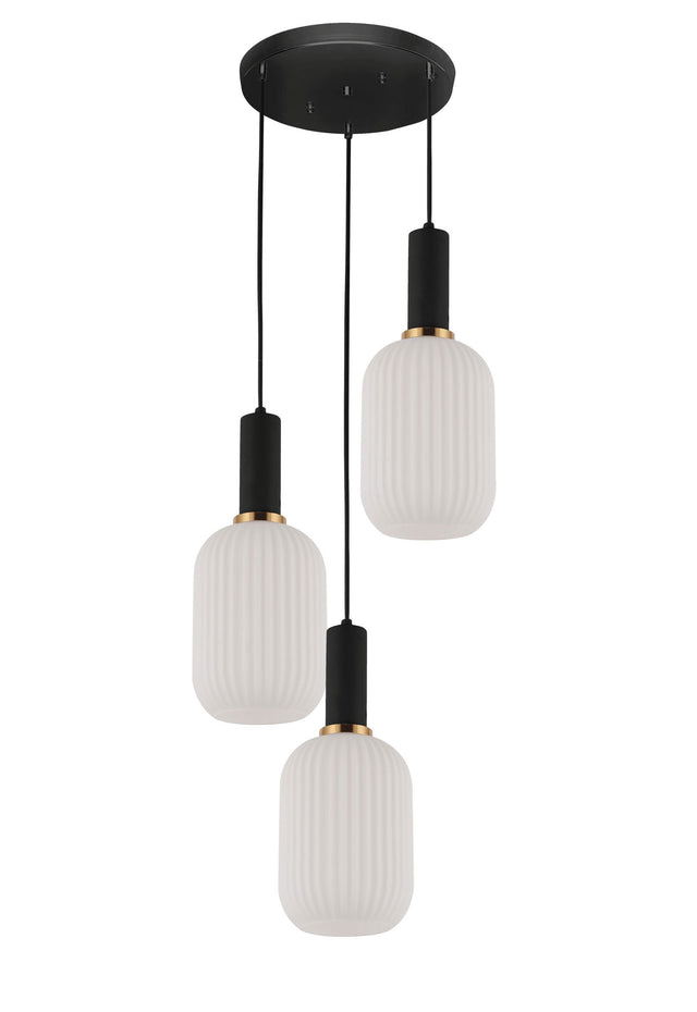 POTRÓJNA LAMPA WISZĄCA LOFT BIAŁO-CZARNA RICO W3