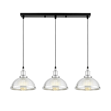 POTRÓJNA LAMPA WISZĄCA LOFT CHROMOWANA BRICO W3 PRO