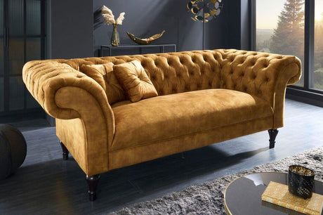 SOFA CHESTERFIELD PARIS MUSZTARDOWY AKSAMIT / 41249 / INVICTA INTERIOR