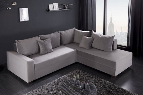 SOFA NAROŻNA Apartment szary aksamit / 39929 / INVICTA INTERIOR