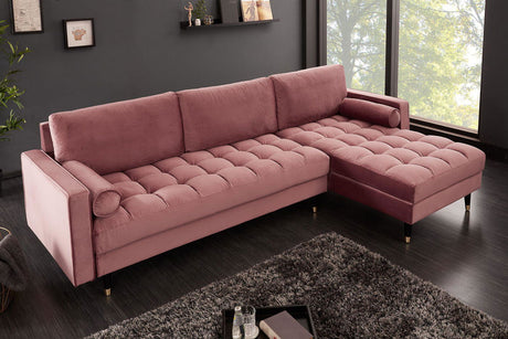 SOFA NAROŻNA COZY RÓŻOWA AKSAMIT / 40276 / INVICTA INTERIOR