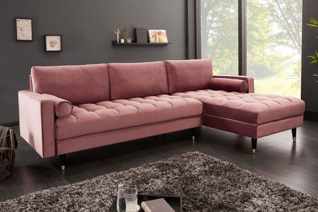 SOFA NAROŻNA COZY RÓŻOWA AKSAMIT / 40276 / INVICTA INTERIOR