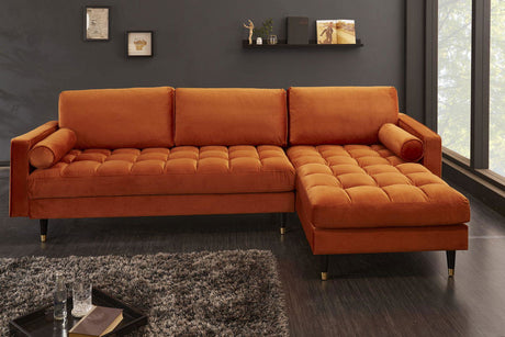 SOFA NAROŻNA COZY RUDA AKSAMIT / 40275 / INVICTA INTERIOR