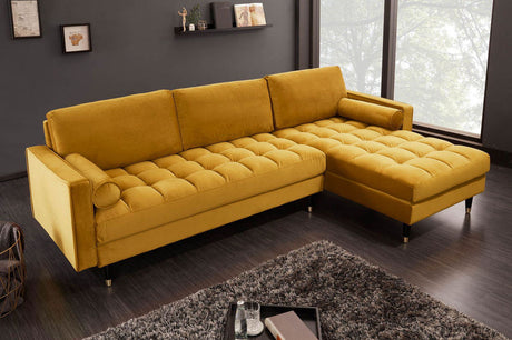 SOFA NAROŻNA COZY ŻÓŁTA AKSAMIT / 40277 / INVICTA INTERIOR