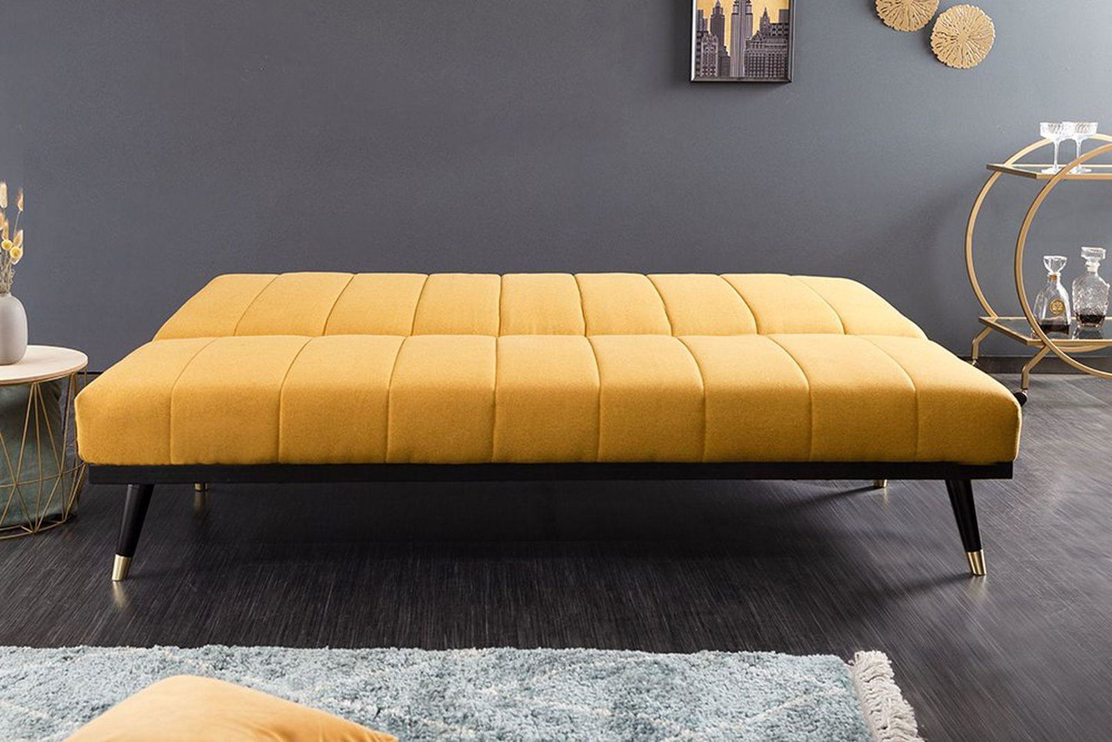 SOFA PETIT ROZKŁADANA ŻÓŁTA / 40835 / INVICTA INTERIOR