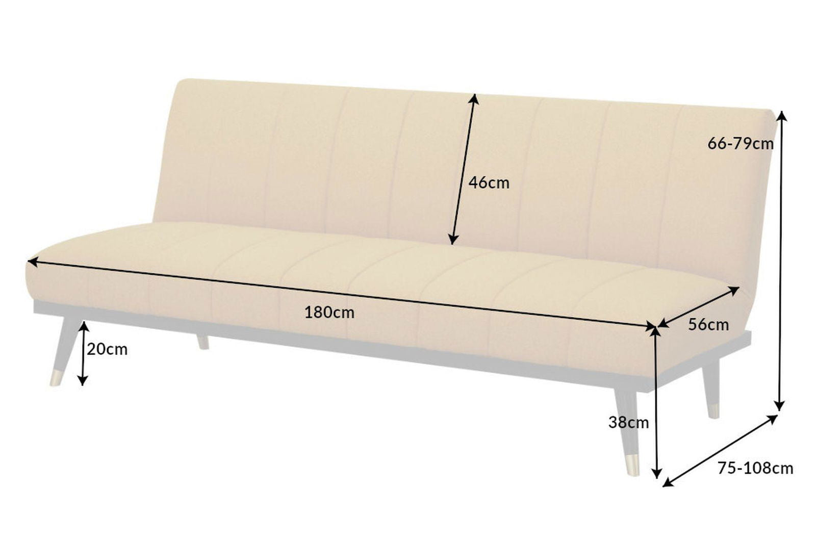 SOFA PETIT ROZKŁADANA ŻÓŁTA / 40835 / INVICTA INTERIOR