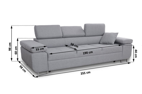 Sofa z funkcją spania Annabelle - jasnoszara plecionka Loft 19 Grey