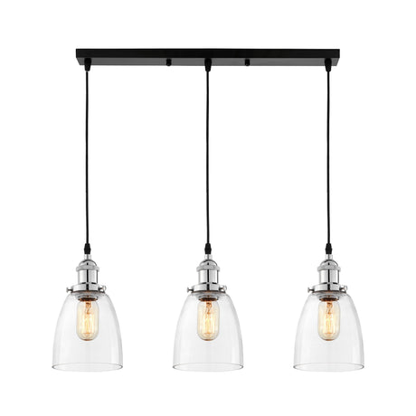 POTRÓJNA LAMPA WISZĄCA LOFT CHROMOWANA FABI W3 PRO