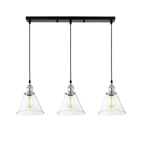 POTRÓJNA LAMPA WISZĄCA LOFT CHROMOWANA NUBI W3 PRO