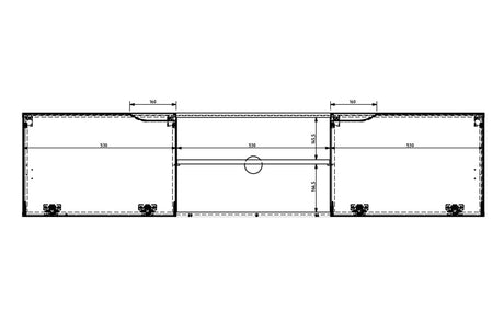 Wisząca szafka RTV Loftia Mini z wnękami 160 cm - artisan / czarny mat