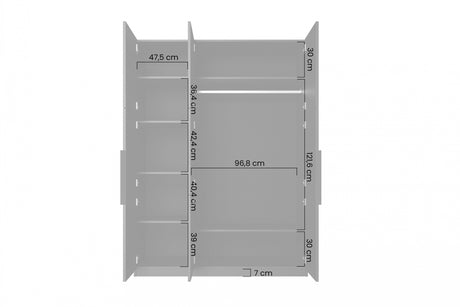 Szafa Asha 150 cm z metalowymi uchwytami - kaszmir / czarne uchwyty