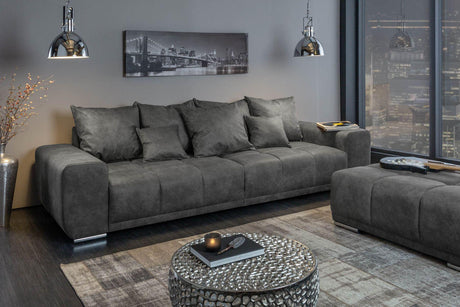 SOFA ELEGANCIA 280 CM ANTYCZNY SZARY / 40479 / INVICTA INTERIOR