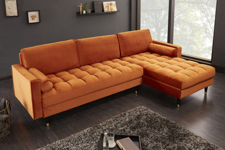 SOFA NAROŻNA COZY RUDA AKSAMIT / 40275 / INVICTA INTERIOR