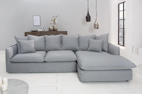 Sofa narożna Heaven lniana szara / 37647 / INVICTA INTERIOR