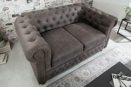 Sofa Chesterfield  2 osobowa  szara / 40518 / INVICTA INTERIOR