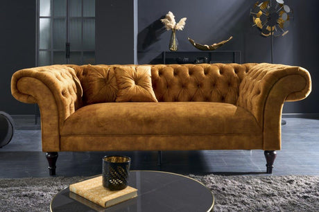 SOFA CHESTERFIELD PARIS MUSZTARDOWY AKSAMIT / 41249 / INVICTA INTERIOR