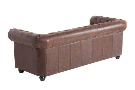 Sofa Chesterfield 3  skóra brąz vintage / 37202 / INVICTA INTERIOR