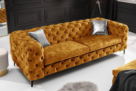 SOFA MODERN BAROCK ŻÓŁTY AKSAMIT 235 CM / 41298 / INVICTA INTERIOR