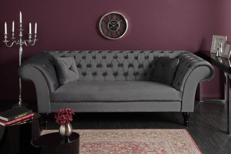 Sofa Euphoria srebrnoszary aksamit / 40148 / INVICTA INTERIOR