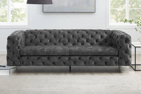 SOFA MODERN BAROCK 240 CM CIEMNOSZARY AKSAMIT / 41134 / INVICTA INTERIOR