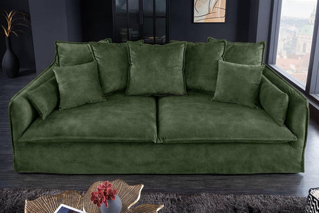 SOFA HEAVEN 3 OSOBOWA CIEMNOZIELONY AKSAMIT 215 CM / 40833 / INVICTA INTERIOR