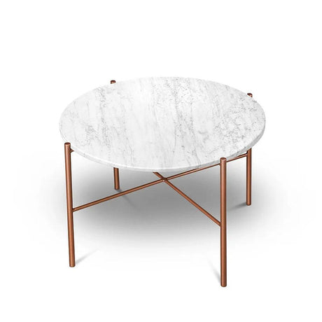 Inger ROSE Gold stolik z marmurowym blatem Bianco Carrara 70 cm / MH