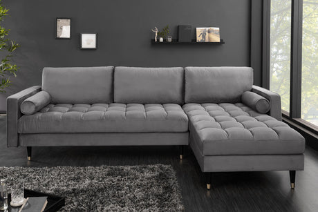 SOFA NAROŻNA COZY SZARA AKSAMIT / 40273 / INVICTA INTERIOR