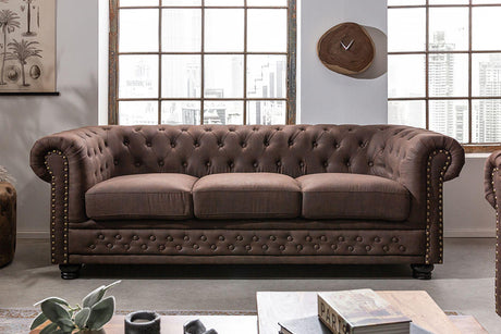 Sofa Chesterfield  3 osobowa  brąz  / 40652 / INVICTA INTERIOR