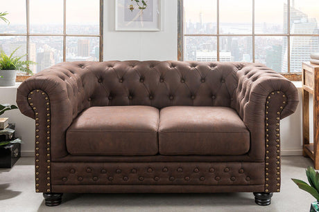 Sofa Chesterfield  2 osobowa  brąz / 40653 / INVICTA INTERIOR