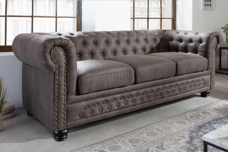 Sofa Chesterfield  3 osobowa  szara / 40517 / INVICTA INTERIOR